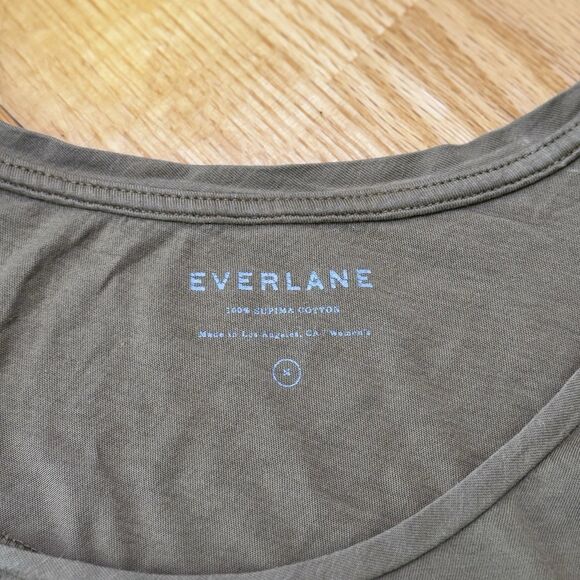 Everlane Women’s Supima Cotton Round Neck Top Lightweight Preppy Taupe Brown M - Picture 5 of 11